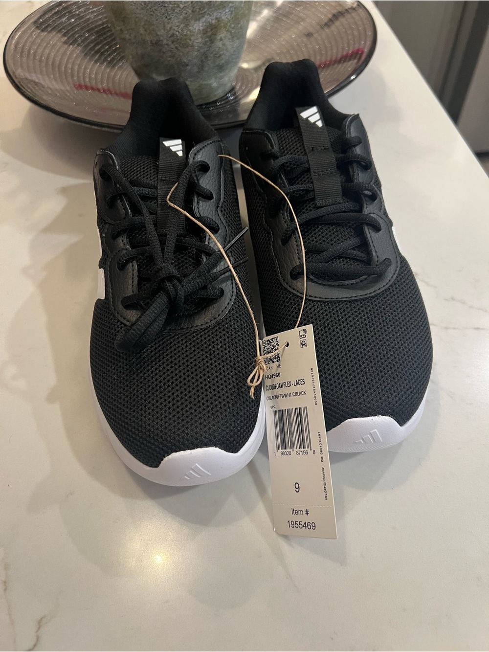 Adidas Cloudfoam Flex Laces Women's Shoes Size 9 Black White Running HQ4960 NIB